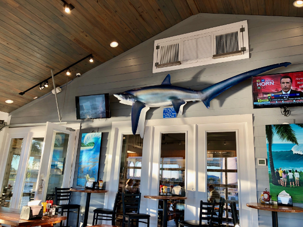Photo of the 
      enclosed deck at the Safe Harbor Seafood Company