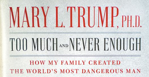 A Portion of the front cover of TOO MUCH AND NEVER ENOUGH by Dr. Mary Trump, published by Simon & Schuster.