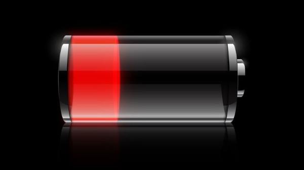 Image of an iPhone battery indicator, showing low battery.