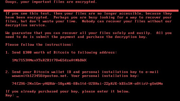 An image of a computer ransom message.