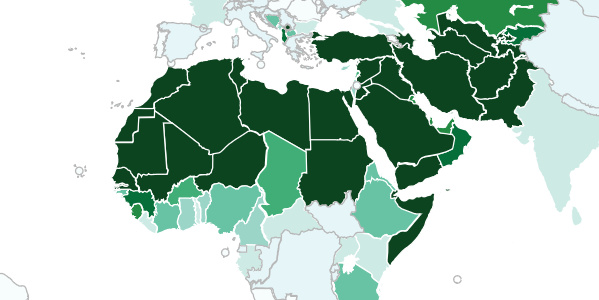 A map of countries of predominantly Muslim faith (Pew Research Center, 2014)